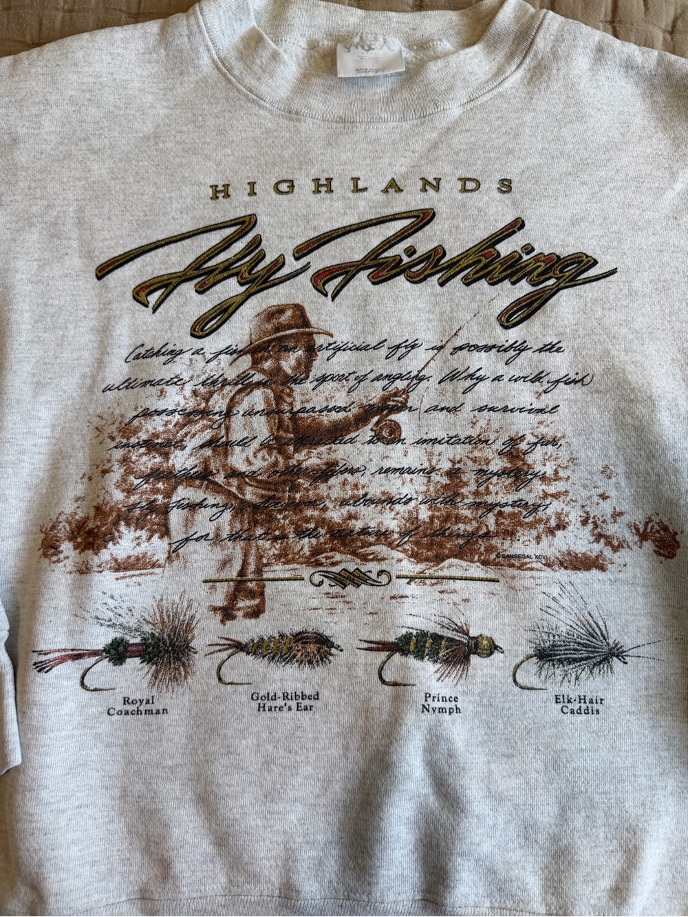 Vintage Highlands Fly Fishing Heavyweight Crewneck Sweatshirt Size Medium